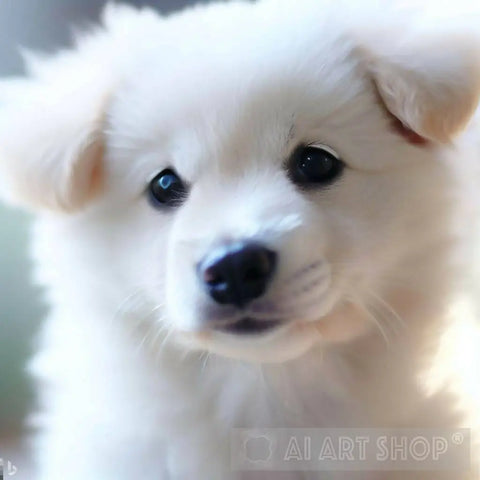 White Fluffy Dog Animal Ai Art