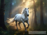 White Horse Through The Forest Animal Ai Art