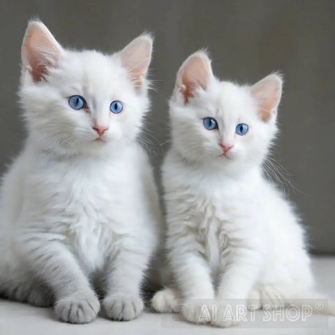 White Kittens With Blue Eyes Animal Ai Art