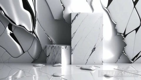 White Marble Background Abstract Ai Art