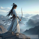 White Robed Ancient Chinese Wuxia Heroine With Bow Ai Artwork