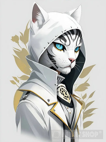 White Royal Cat Artwork Ai