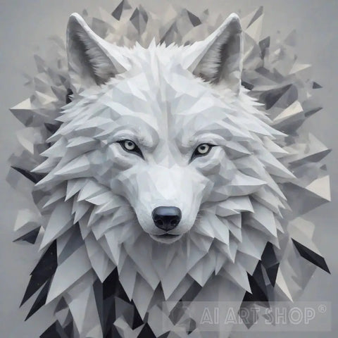 Whte And Black Wolf Wall Art Animal Ai Art