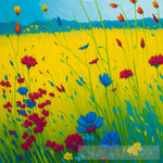 Wild Flowers Against The Mountains Abstract Ai Art