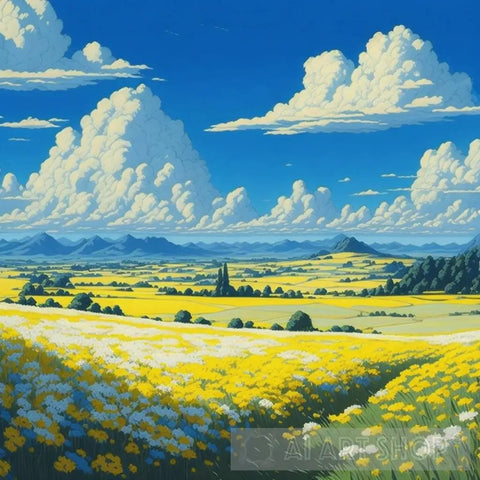 Wildflower Field Landscape Ai Art