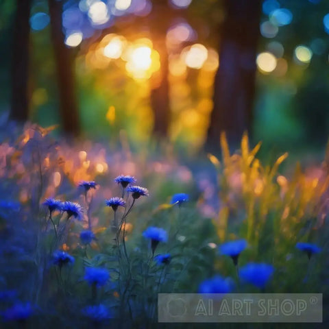 Wildflower Meadow With Blue Cornflowers Landscape Ai Art