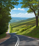 Winding Road Stretching Into The Distance Nature Ai Art