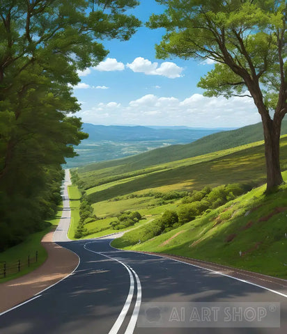 Winding Road Stretching Into The Distance Nature Ai Art