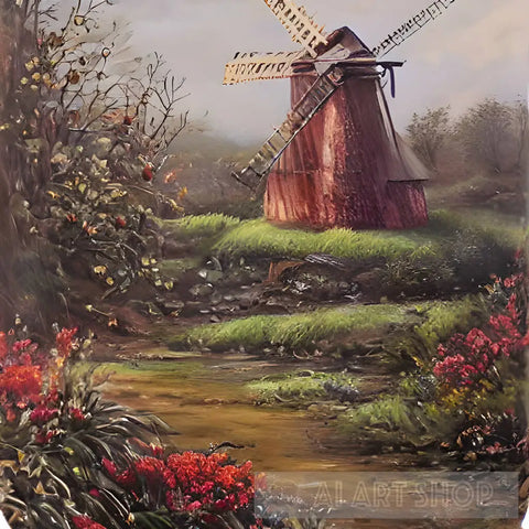 Windmill Landscape Ai Art