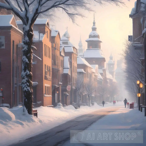 Winter City Street Landscape Landscape Ai Art