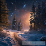 Winter Forest With Christmas Trees Landscape Ai Art