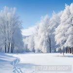 Winter Landscape. Season The Landscape Is Dotted With White Snow. Beautiful Of Nature Landscape Ai