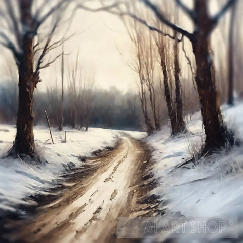 Winter Woodland Walk 2 Impressionism Ai Art