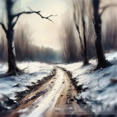 Winter Woodland Walk 3 Impressionism Ai Art