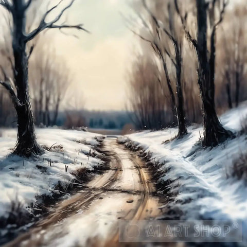 Winter Woodland Walk 6 Impressionism Ai Art