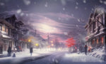 Wintery Street In Small Town Landscape Ai Art