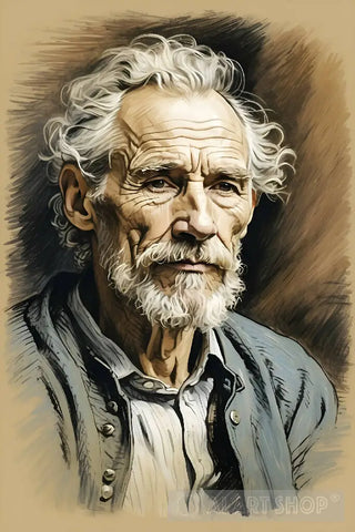 Wisdom Etched In Time Portrait Ai Art