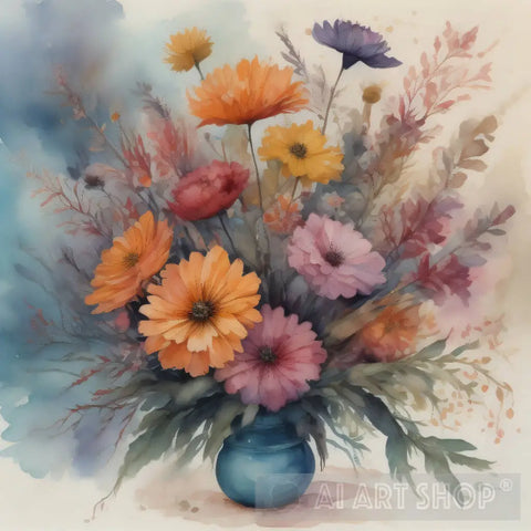 Wisper Of Blooms Still Life Digital Art Ai Flowers Bouquet #71 Still Life Art