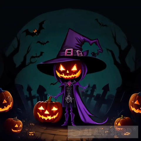 Witch Pumpkin Character Halloween Ai Artwork