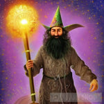Wizard Holding Magical Staff Abstract Ai Art