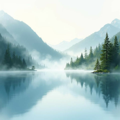 Morning Mist on Mountain Lake