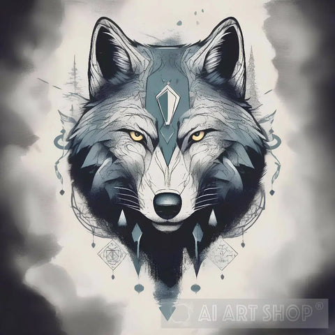 Wolf Face Wall Art Animal Ai Art