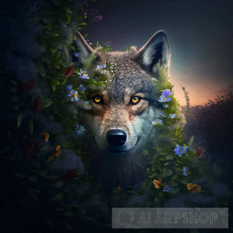 Wolf In The Night Contemporary Ai Art