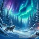 Wolf Pack And Northern Lights Ai Artwork