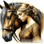 Woman And A Horse Ai Artwork