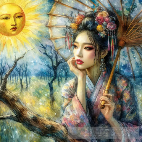 Woman And Sun Ai Artwork