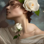 Woman Covered In White Roses 4 Ai Artwork