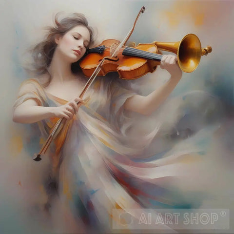 Woman Happy Plays Violin Ai Artwork