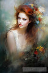 Woman In A Flowery Meadow:  Joyful Walk Amongst The Lovely Fragrances Ai Artwork