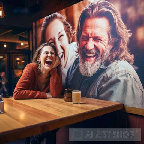 Woman Laughing At The Irish Pub Contemporary Ai Art