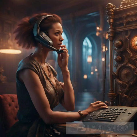 Woman On Phone Ai Artwork