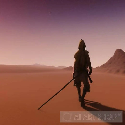 Woman Wandering Around Desert Ai Artwork