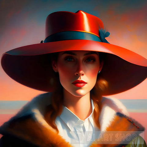 Woman Wearing A Hat #10 Portrait Ai Art