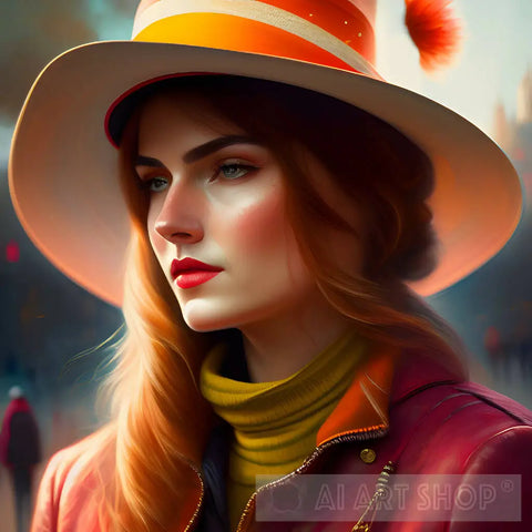 Woman Wearing A Hat #11 Portrait Ai Art