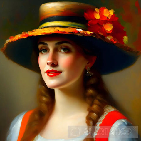 Woman Wearing A Hat #14 Portrait Ai Art