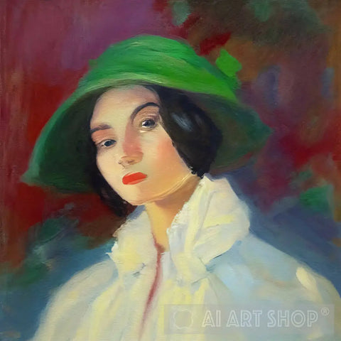 Woman Wearing A Hat #44 Portrait Ai Art