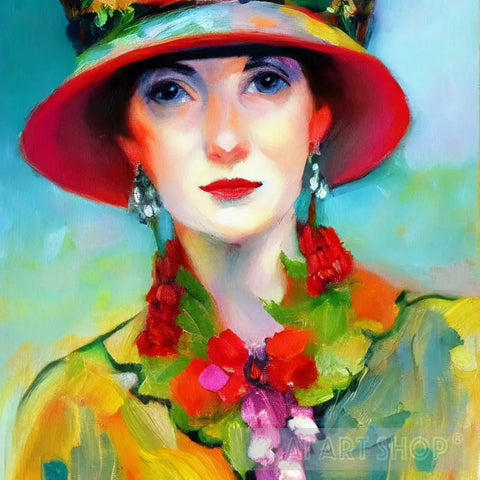 Woman Wearing A Hat #46 Portrait Ai Art