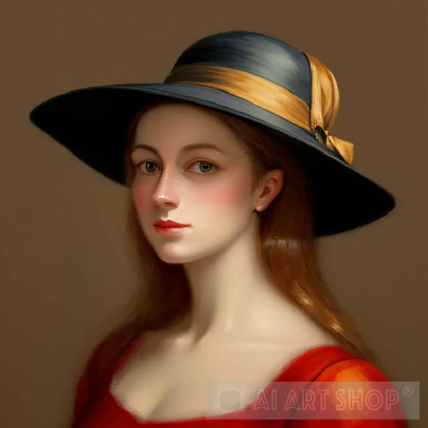 Woman Wearing A Hat #7 Portrait Ai Art