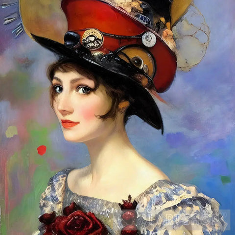 Woman Wearing A Hat #71 Portrait Ai Art