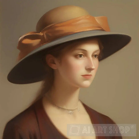 Woman Wearing A Hat #8 Portrait Ai Art