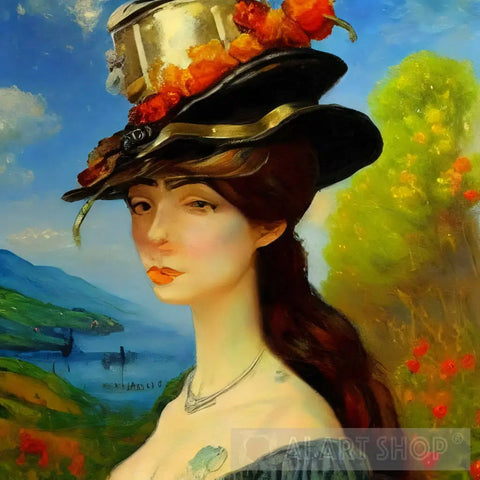 Woman Wearing A Hat #85 Portrait Ai Art