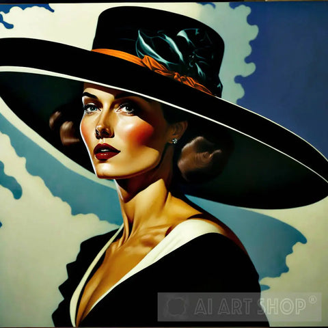 Woman Wearing A Hat Art Deco Style Ai Artwork
