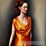 Woman Wearing Silky Draped Dress Portrait Ai Art
