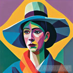 Woman With A Hat. Portrait Ai Art