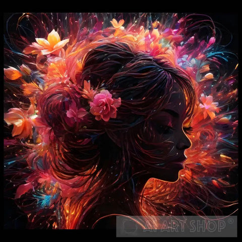 Woman With Flowers In Her Hair Ai Artwork