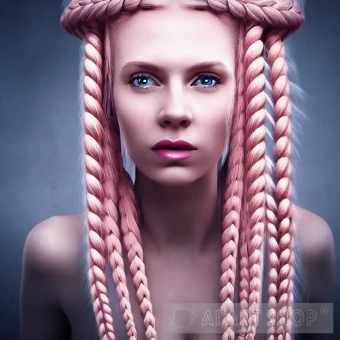 Woman With Pink Braids Portrait Ai Art